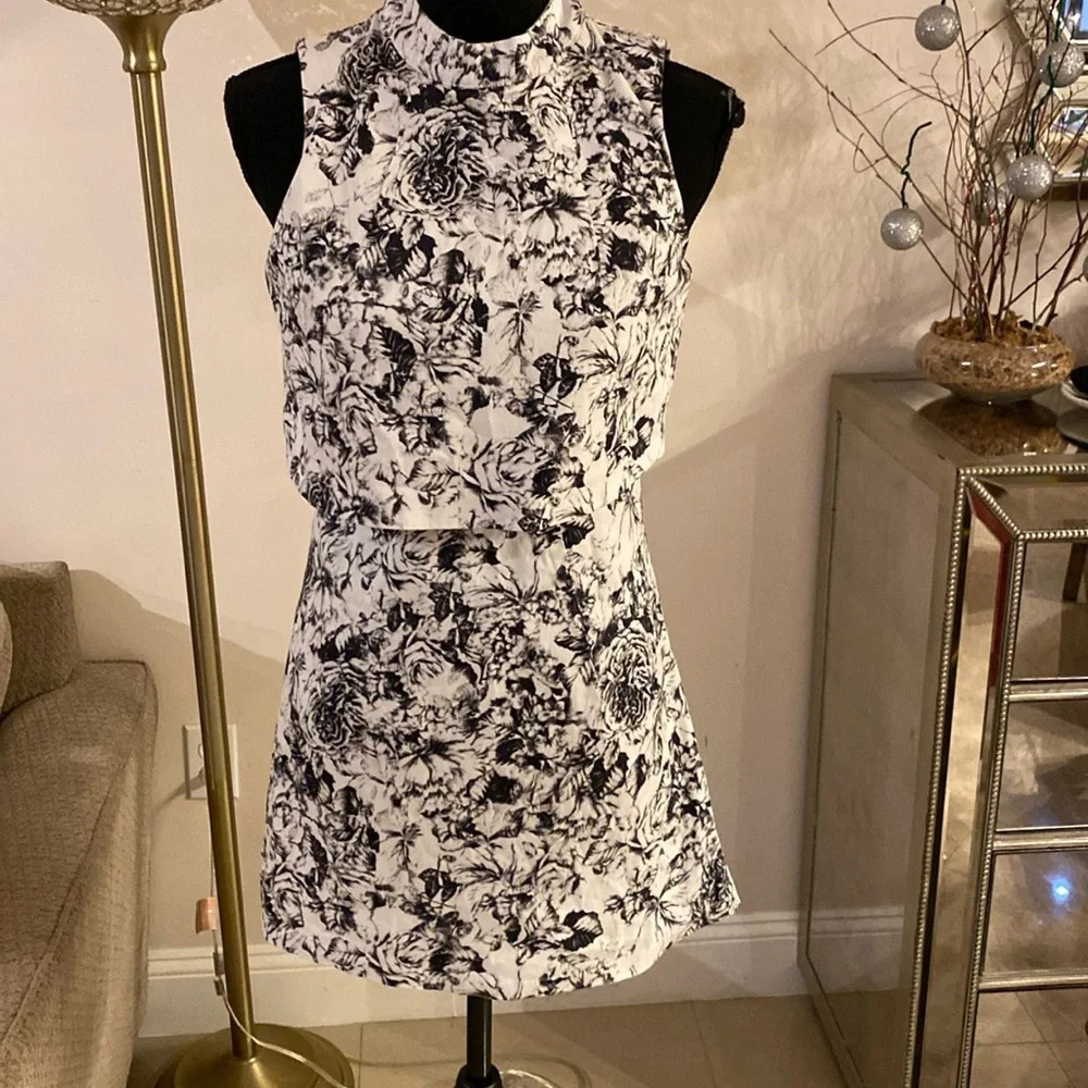 Lavish Alice Black and White Floral Mini Dress